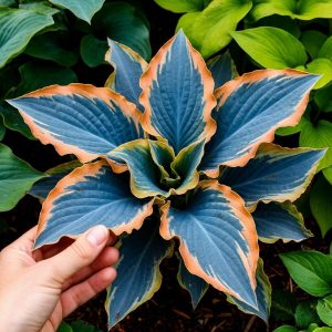 Хоста Океан Вью купить по цене от 960р. в интернет-магазине «Посадика» с доставкой почтой в в Аксайе и по всей России – [изображение №1].